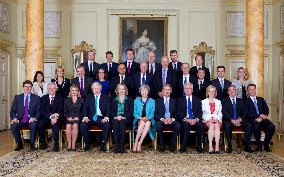  The first picture of Theresa May's new Cabinet was dominated by Boris' manspreading