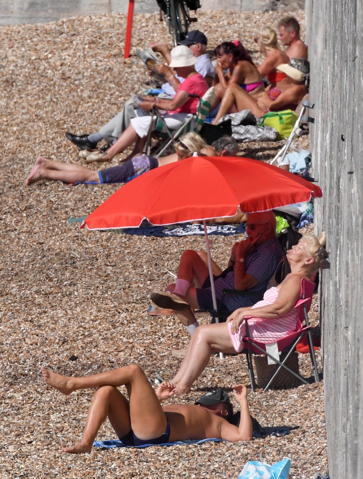  The sun was out today at Hot Walls beach in Portsmouth, Hampshire, after an overcast day yesterday