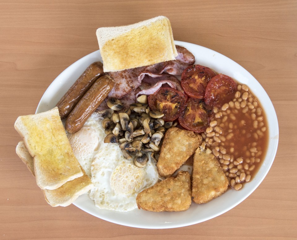  Big brekkie ... the meal offers two eggs, bacon, two sausages, beans, three hash browns, mushrooms, tomato and two slices of toast