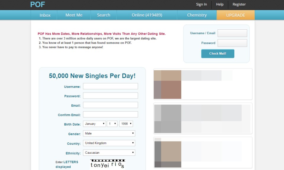  Plenty of Fish is one of the most well-known dating sites with 50,000 new users each day