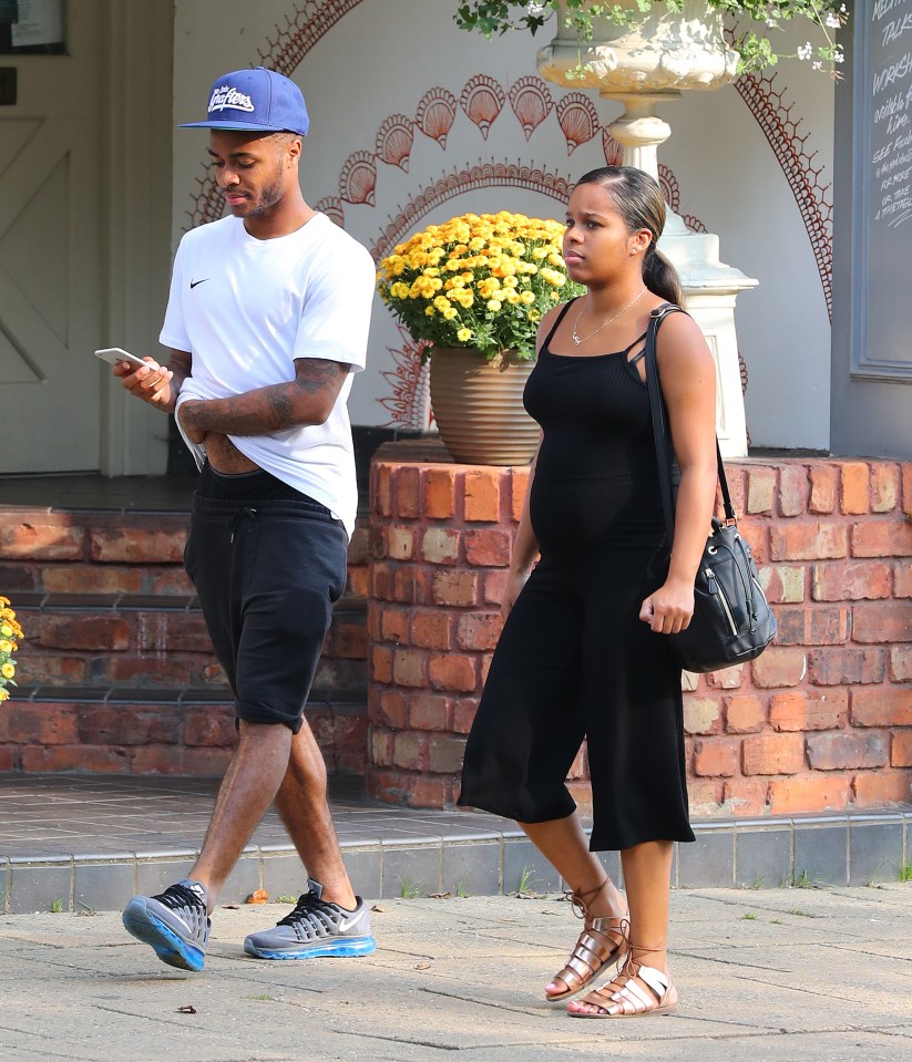 The duo were out shopping the day after Sterling played Champions League football