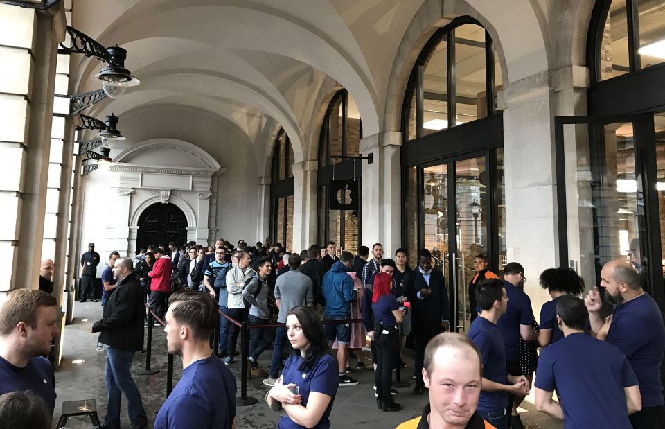  Crowds grew outside the London flagship store as the morning progressed