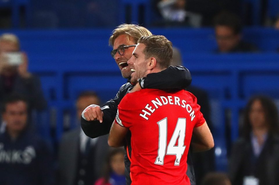 Jurgen Klopp enjoyed the victory with his players on the pitch 