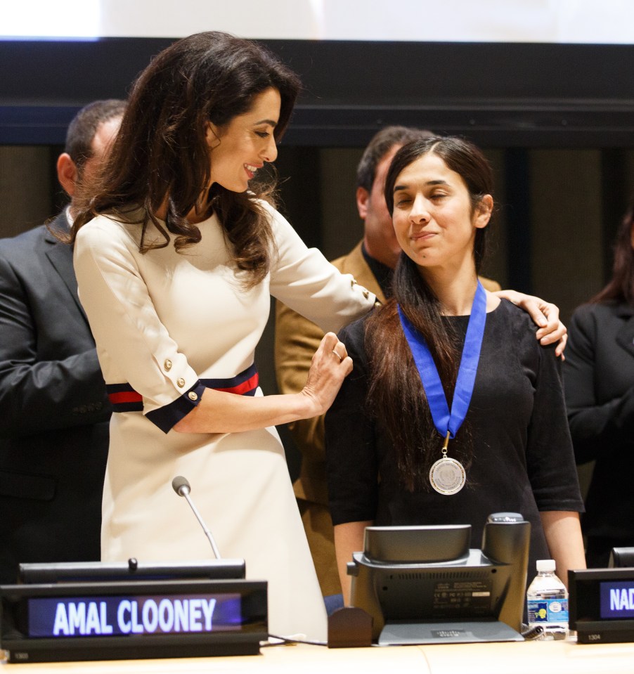  Amal Clooney spoke out at the UN, saying she was ashamed not more had been done to help young women like Nadia, who was named a Goodwill Ambassador by the UN