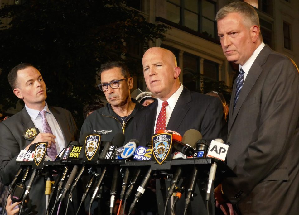  Mayor of New York City, Bill de Blasio and Chief of Department of the New York City Police Department James O'Neill hold a joint press conference after the explosion