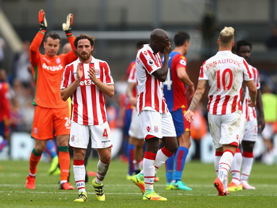  Stoke's players after their 4-1 hammering at Selhurst Park