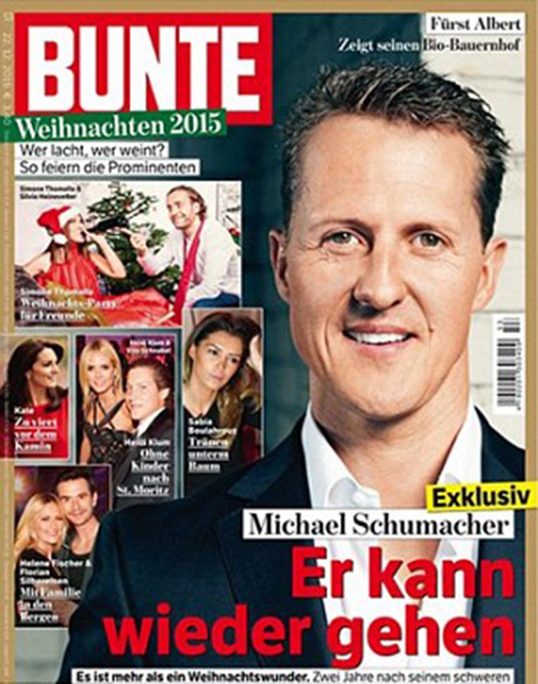  A report in German mag Bunte claimed Schumacher was now able to walk - an allegation dismissed by the former racer's team