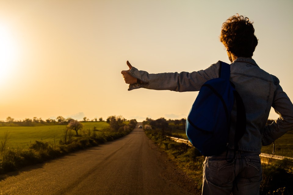 A hitchhiker who got angry after waiting four days to get a lift got arrested after taking his frustration out on road signs