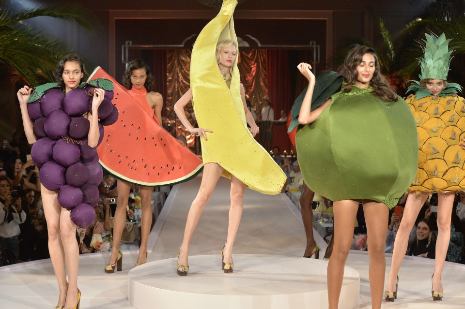 The Carmen Miranda-inspired show saw models dressed as grapes, strawberries and bananas 