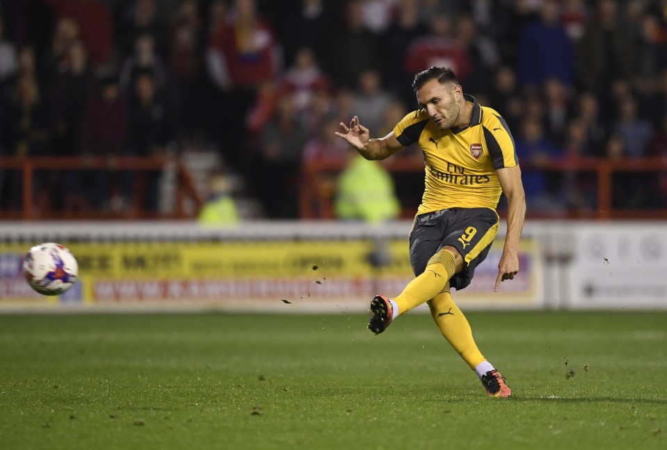 Lucas Perez scored twice for Arsenal in their last match against Nottingham Forest 