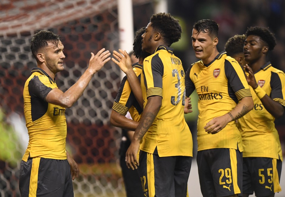  Lucas Perez celebrates his second goal of the club