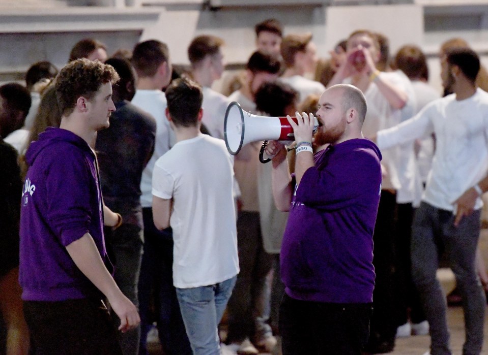  Fresher reps help move the crowds along and tell the teenagers where to go for the best party in Portsmouth