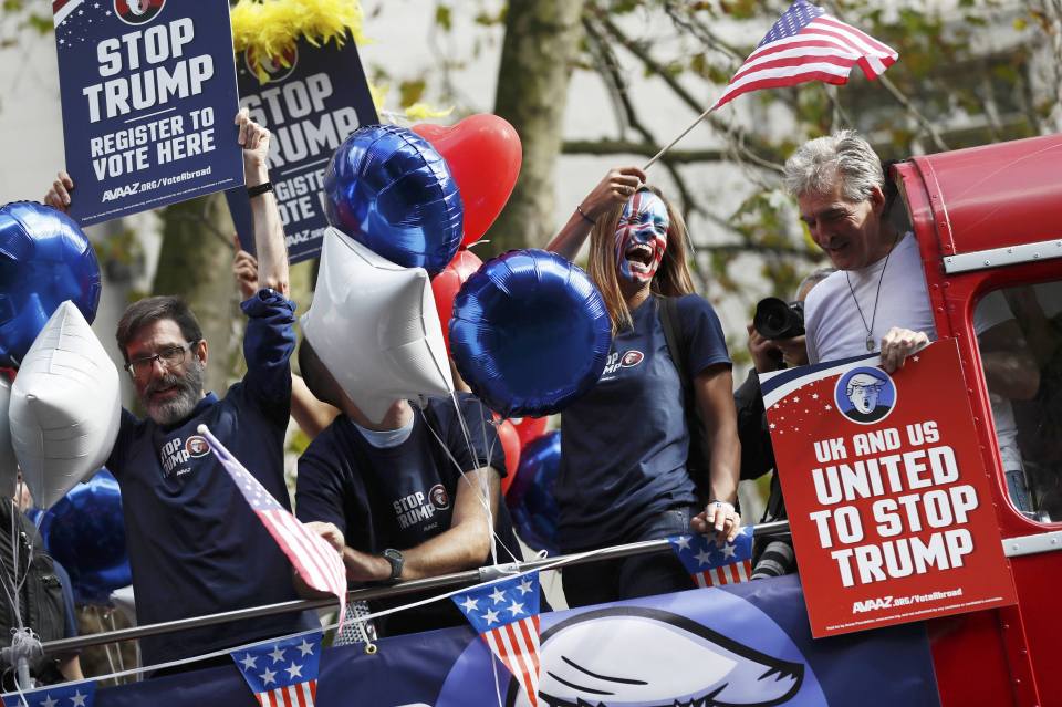  As well as in London there are demonstrations in Berlin and Mexico City to try and get American expats to vote