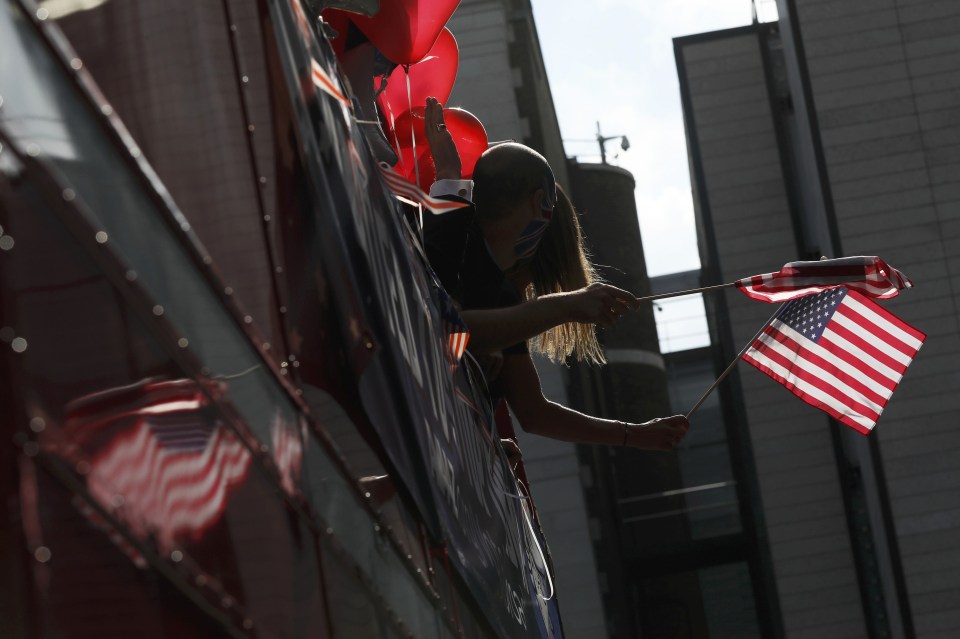  Stop Trump campaigners Americanised a London open top double decker bus for their protest against the Republican candidate