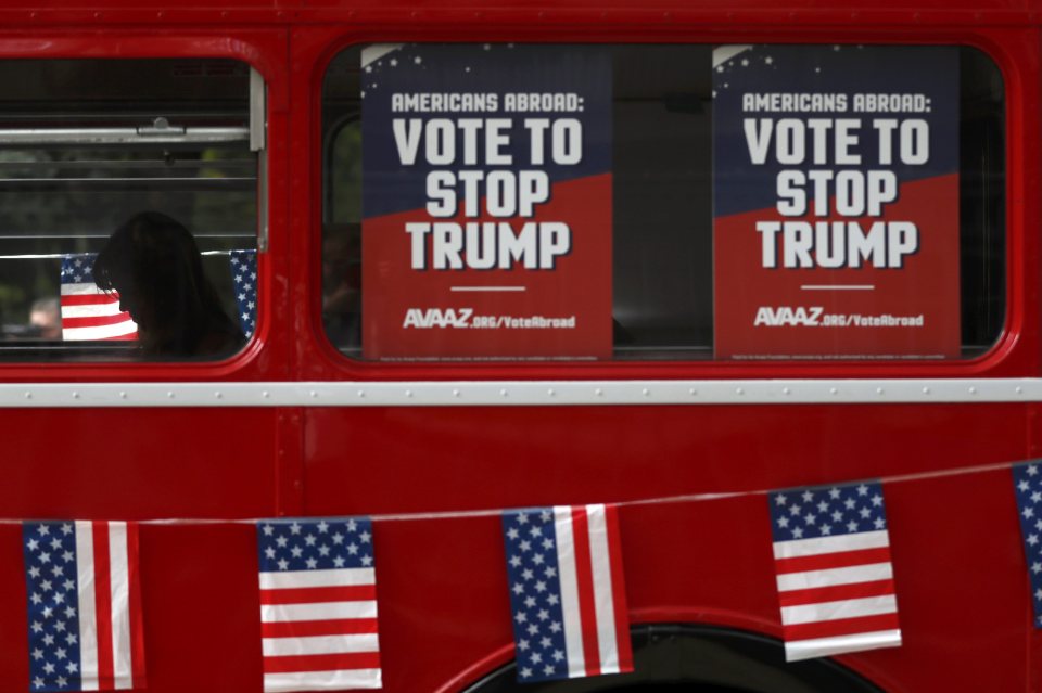  The message of the Stop Trump bus is loud and clear for everyone to see