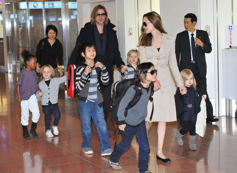 Brad Pitt and their whole family go for a stroll in New Orleans, LA