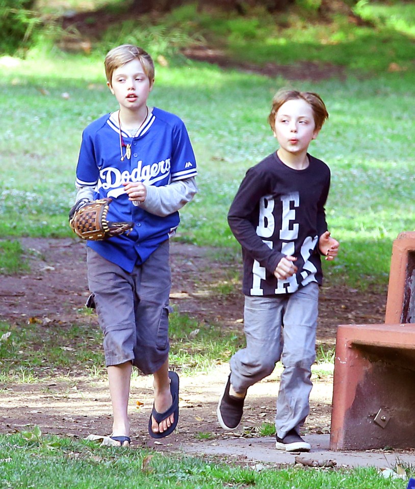 Shiloh and Knox were seen enjoying a game of baseball