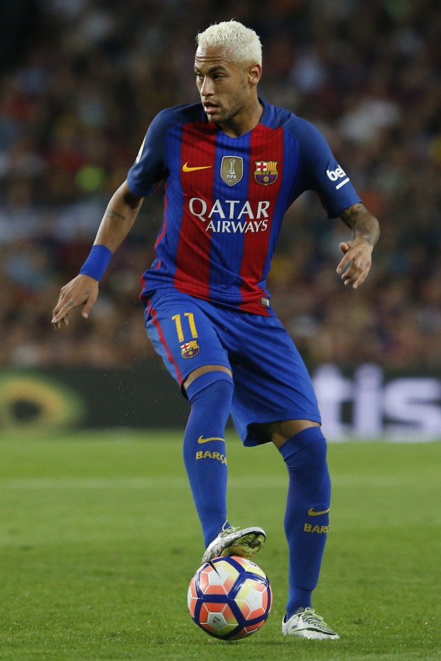  Barcelona superstar Neymar is on the wing