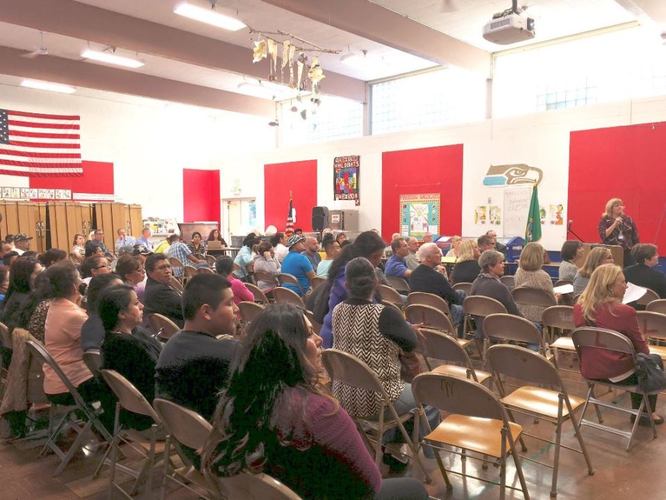 Concerned parents attended this school meeting