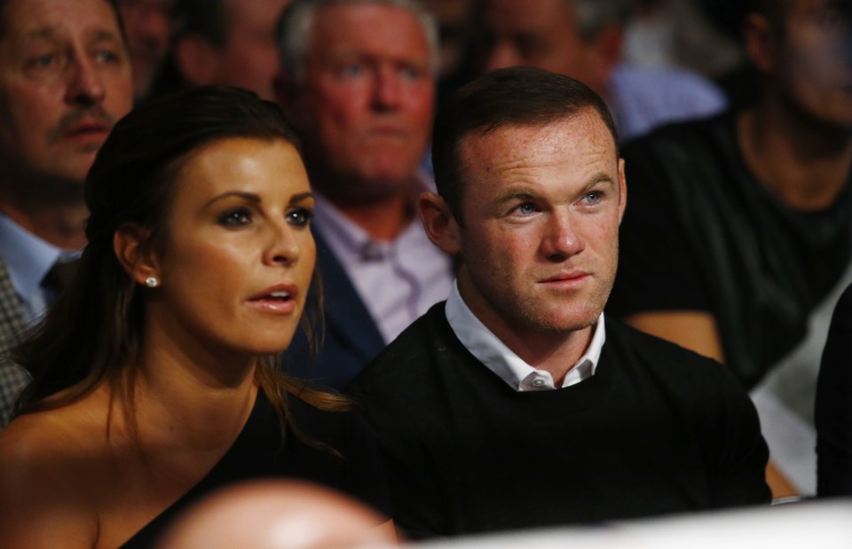 Wayne Rooney takes his seat with wife Colleen to cheer on Anthony Crolla