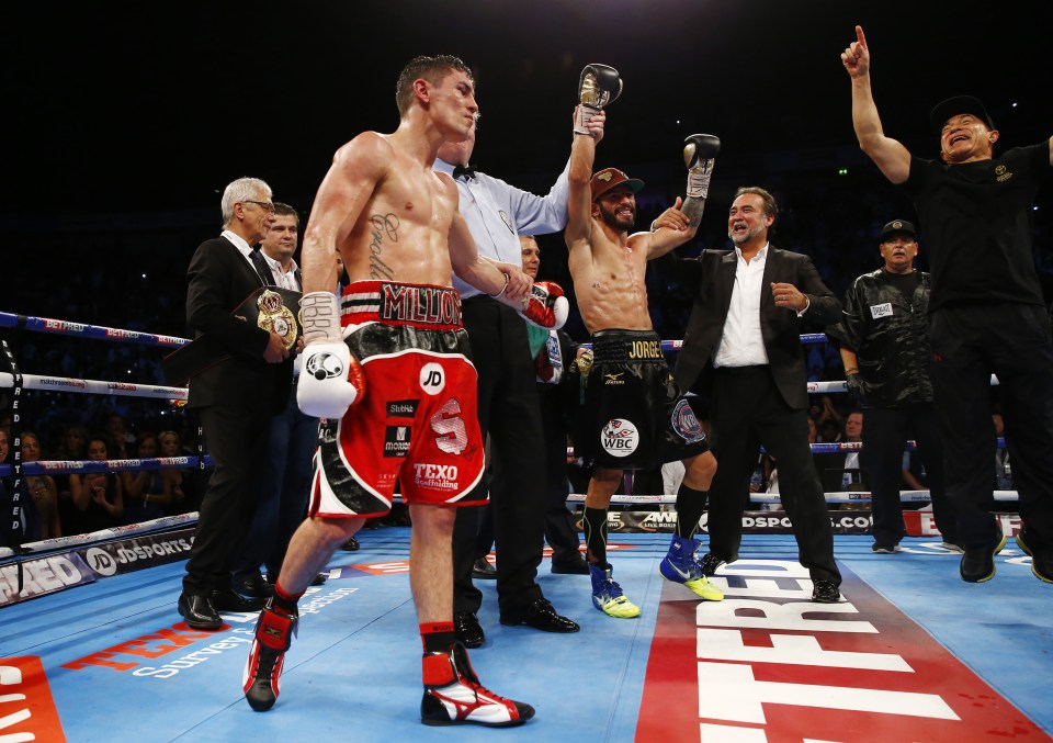 Crolla walks away dejected as Linares is named the winner and the new WBA lightweight world champion