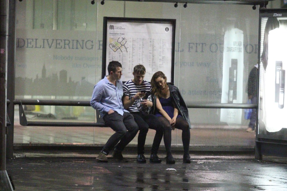  Revellers sitting at a bus stop as Freshers Week celebrations were wrapped up last night