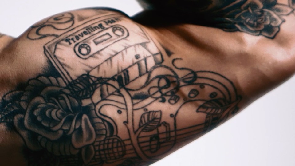  Music plays a large part in his extensive body designs