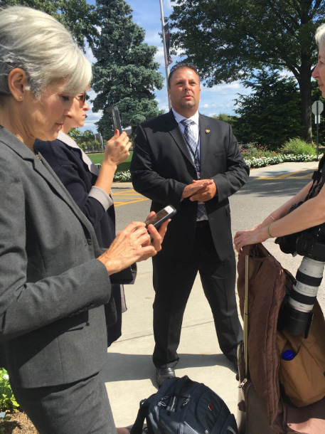  Phoning a cab ... Jill Stein was escorted off Hofstra campus by security and police