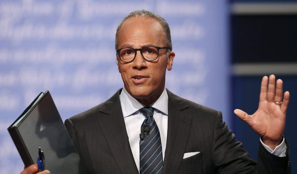  NBC's Lester Holt prepares to moderate the first presidential debate