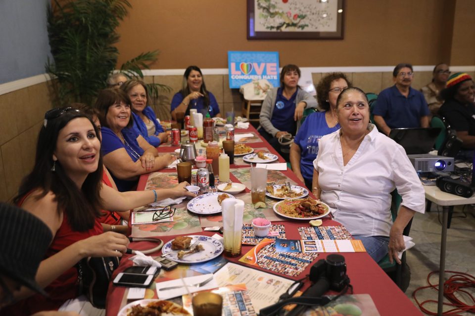  Supporters of Hillary Clinton listen during a debate-watching party at the Yum Yum Chinese restaurant near the U.S.-Mexico border