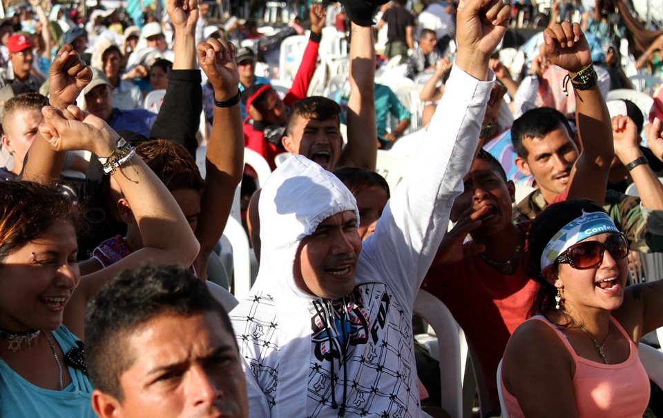  Members of FARC celebrate the signing of the peace agreement with the Colombian government