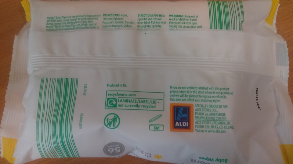 Martha's mum is calling for the wipes to be recalled completely by Aldi