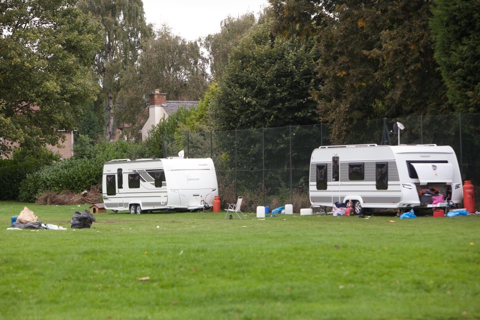 Gypsies appear to have set up camp illegally next to a play park in Cot Lane