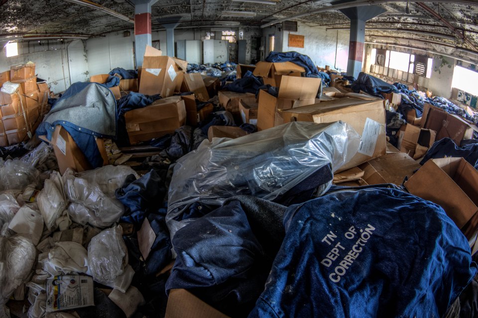  Piles of discarded uniforms