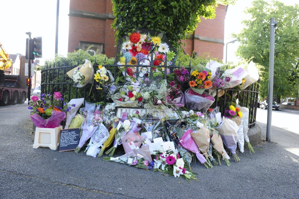 Flowers were left near the scene where Ms Thorpe was tragically struck down