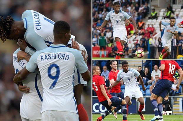 Marcus Rashford scored three as England U21s beat Norway U21s 5-1