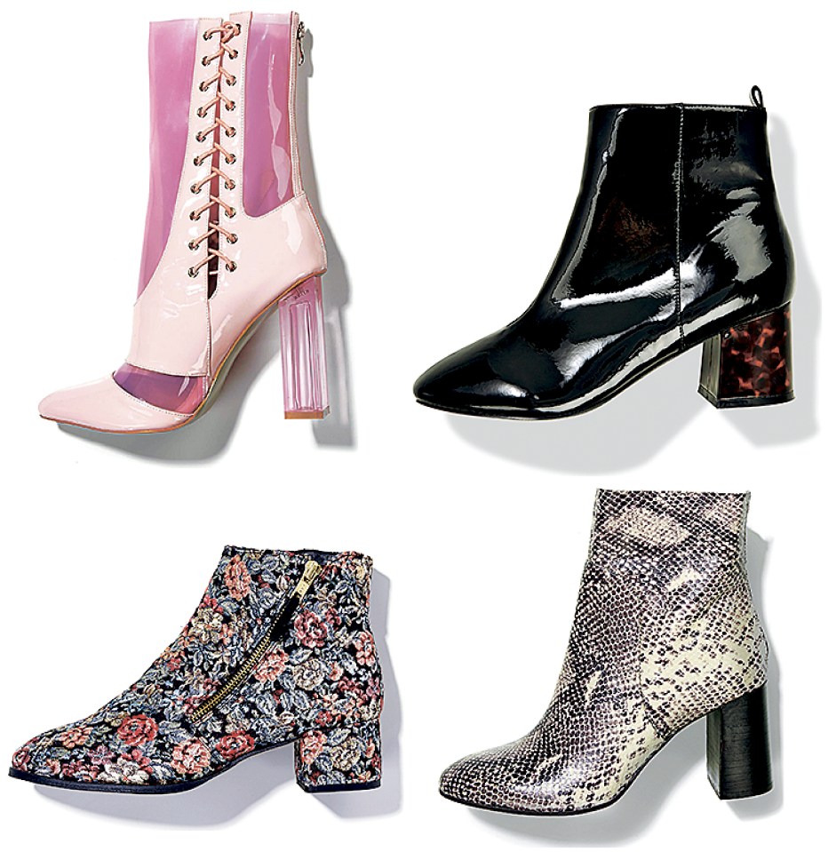 Clockwise from top left: £39.99, Lamoda.co.uk; £95, Miss KG at Kurt Geiger; £78, Red or Dead at Schuh; £60, Next