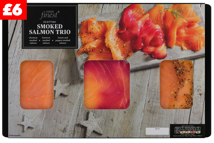  Tesco Finest Smoked Salmon Trio, £6 for 120g won the hearts of the judges