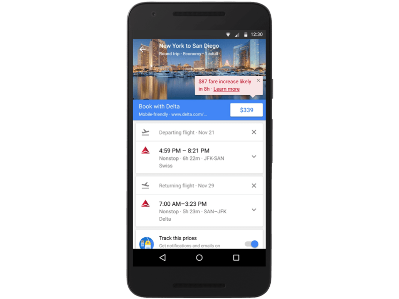  Google have updated its flight comparison site