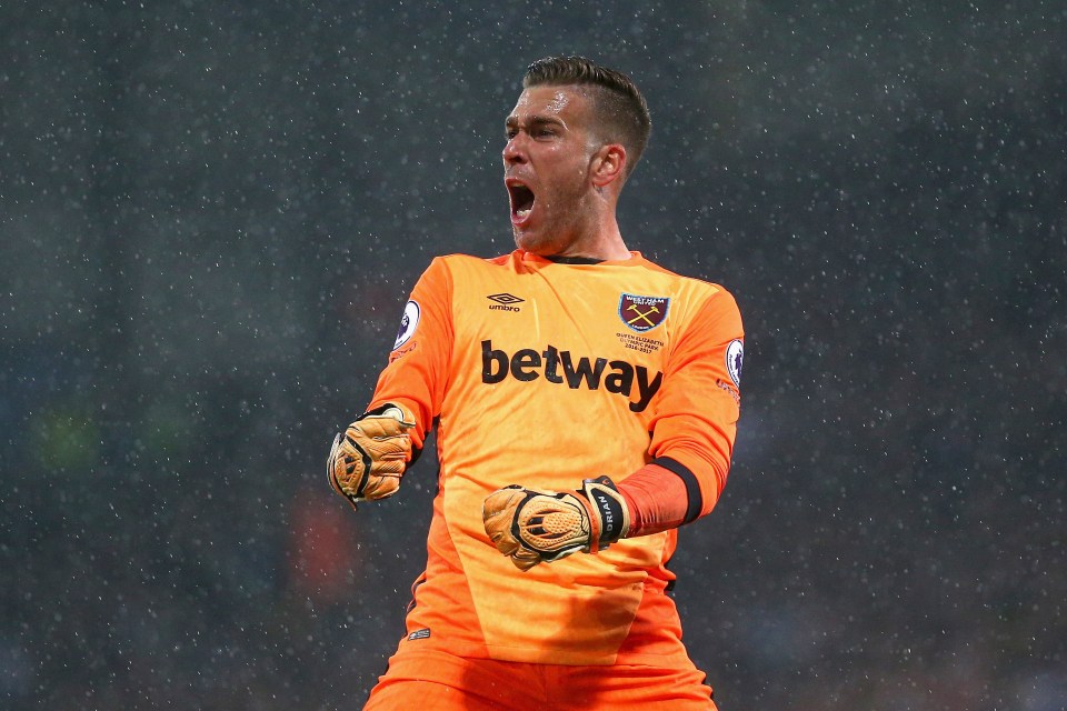 Adrian celebrates Lanzini's strike