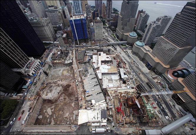  In 2009, eight years on from the worst terrorist attack in history, New York's 'Ground Zero' is still a building site as another tower is raised.