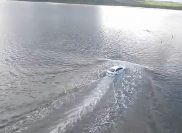 The taxi was returning to the mainland from Holy Island in Northumberland