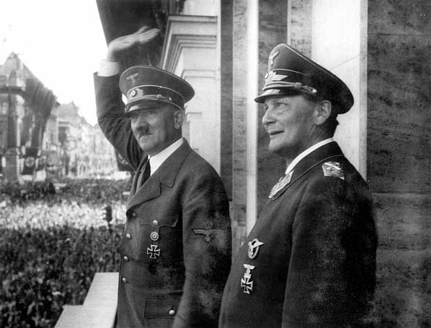  Nazi leader Adolf Hitler with his air force chief Hermann Goering, architect of the Blitz