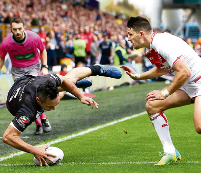  Kiwis star Jordan Rapana goes over for the opening try in their narrow win