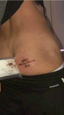  Newcastle fan get dodgy tattoo on his backside... Even getting the year wrong