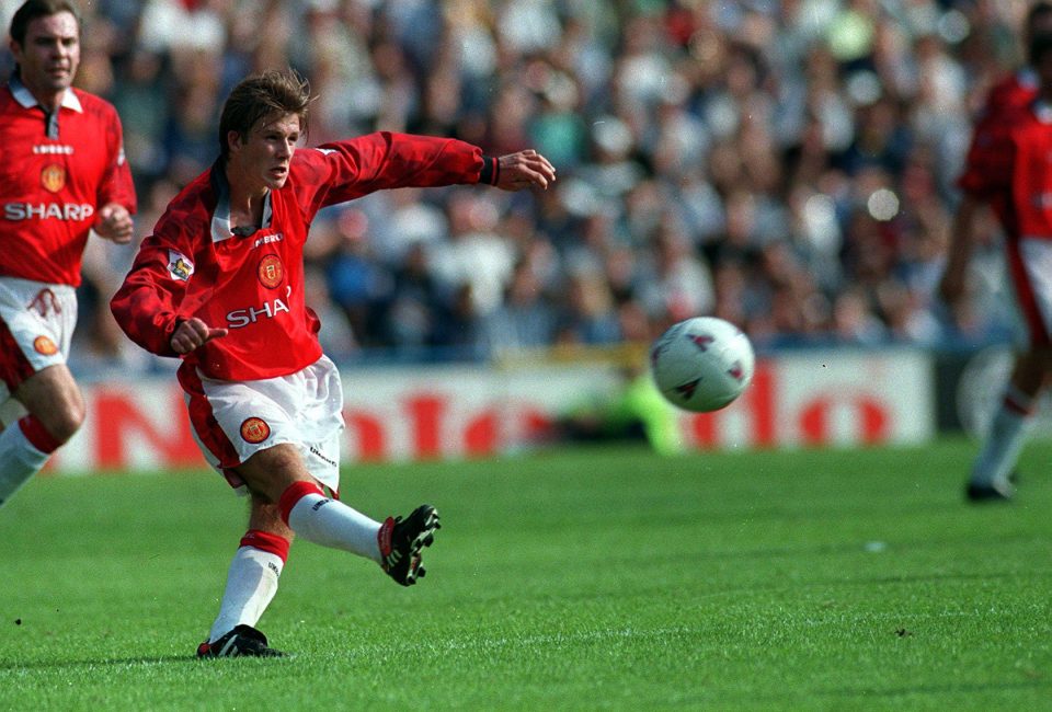  The iconic image of David Beckham scoring from the halfway line against Wimbledon