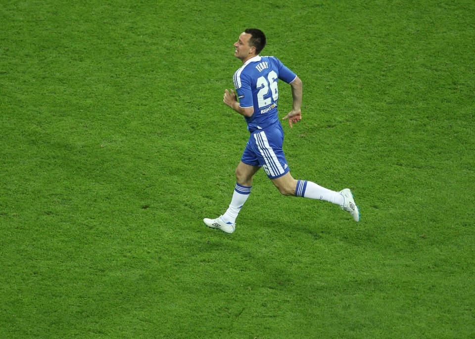 Chelsea captain John Terry famously donned his Adidas kit to join in the celebrations with the players despite being suspended for the Champions League final