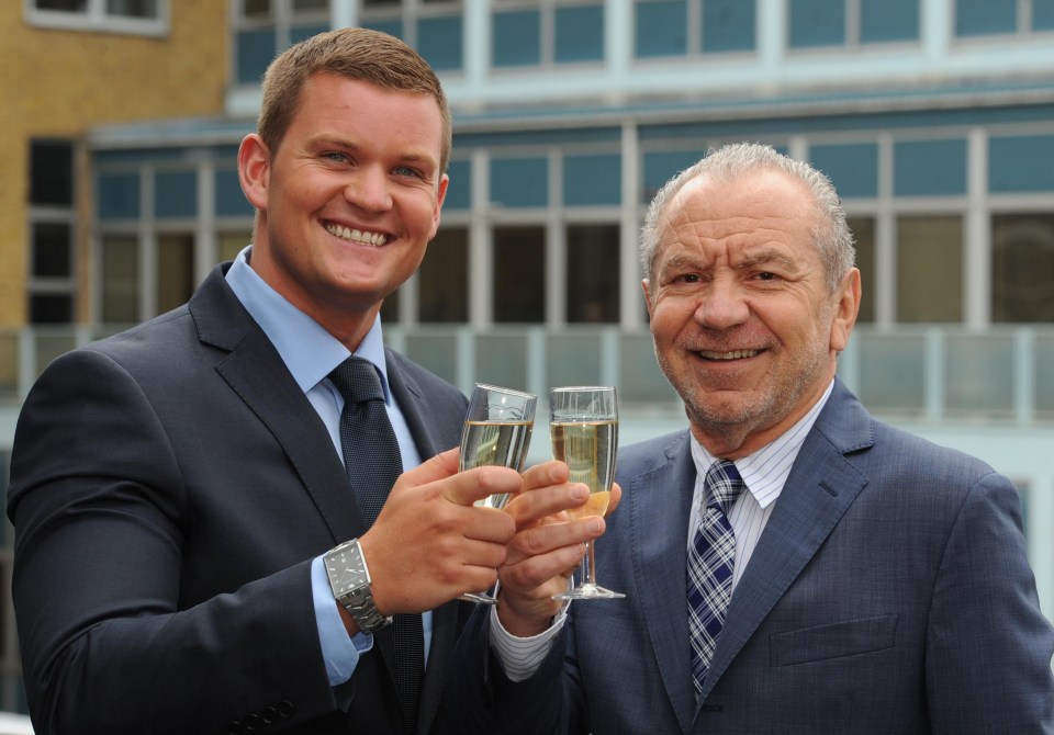  Ricky Martin celebrates his win with Lord Sugar over a glass of champagne in 2012