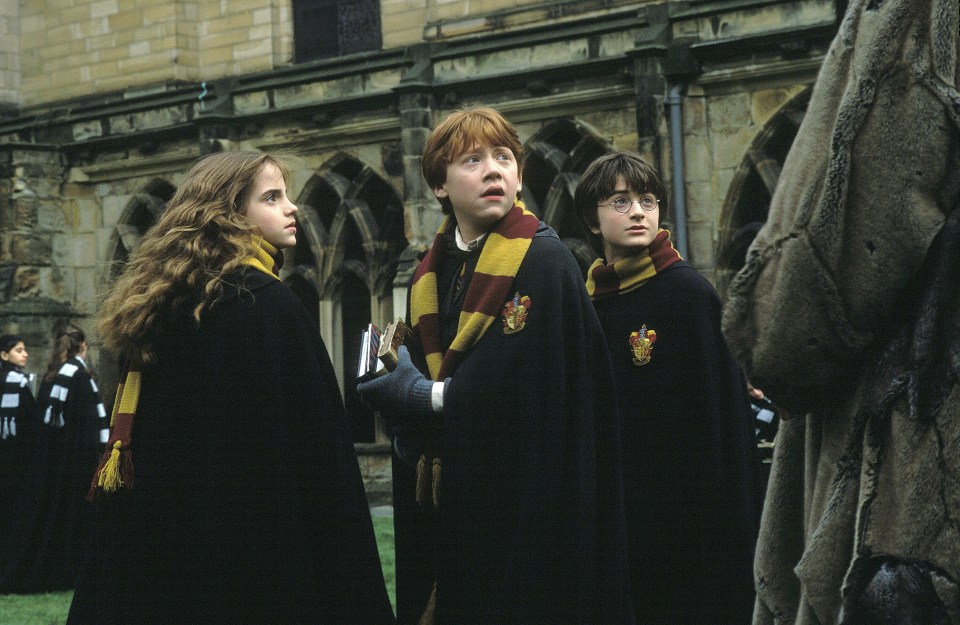  Harry with pals Hermoine and Ron in Harry Potter and the Chamber of Secrets