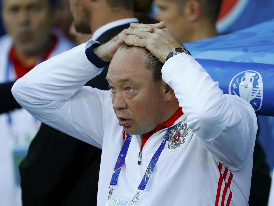 Football Soccer - Russia v Wales - EURO 2016 - Group B - Stadium de Toulouse - Toulouse, France - 20/6/16 Russia's coach Leonid Slutski before the match REUTERS/Michael Dalder